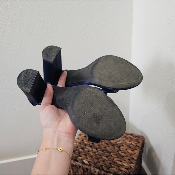 Lulu's Taylor Navy Satin Ankle Strap Heels - Picture 10 of 11